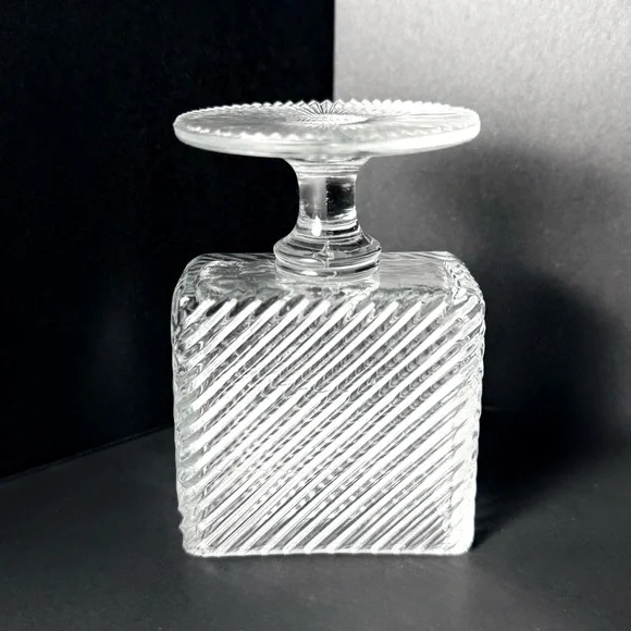 Antique ClearCut Glass Art Deco Pedestal Cigarette Holder - Card Holder